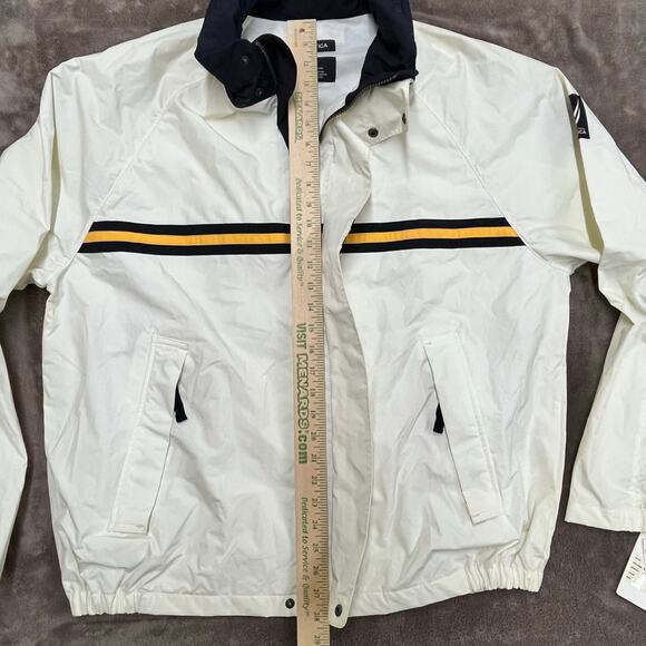 Vintage 90s Nautica Mens XL Sailing Windbreaker Raincoat NS-83 Hooded White - Picture 10 of 15